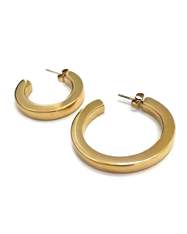 bridal hoop earrings for women -Eilish Everyday Gold Hoops || Choose Size