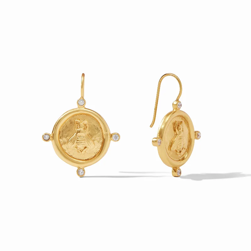 gemstone hoop earrings for women -Bee Cameo Earring