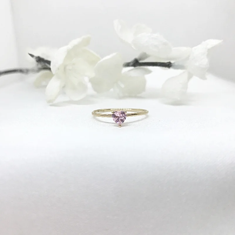 vintage wedding rings -10k Gold Heart Shape Birthstone Ring