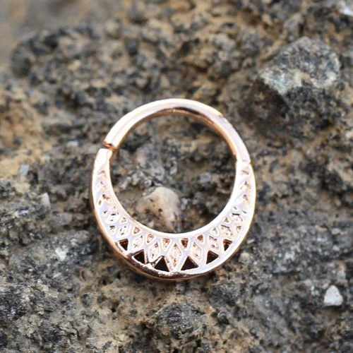 cocktail gemstone rings -Rose Gold Plated Made for Royalty Annealed Tribal Septum Ring