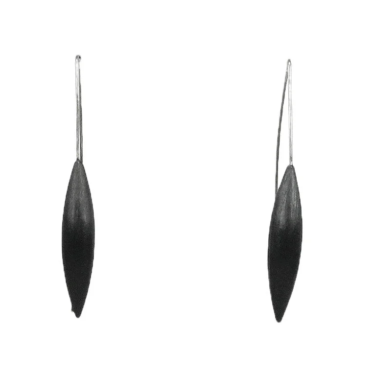 evening drop earrings for women -Oxidized Silver Drop Earrings