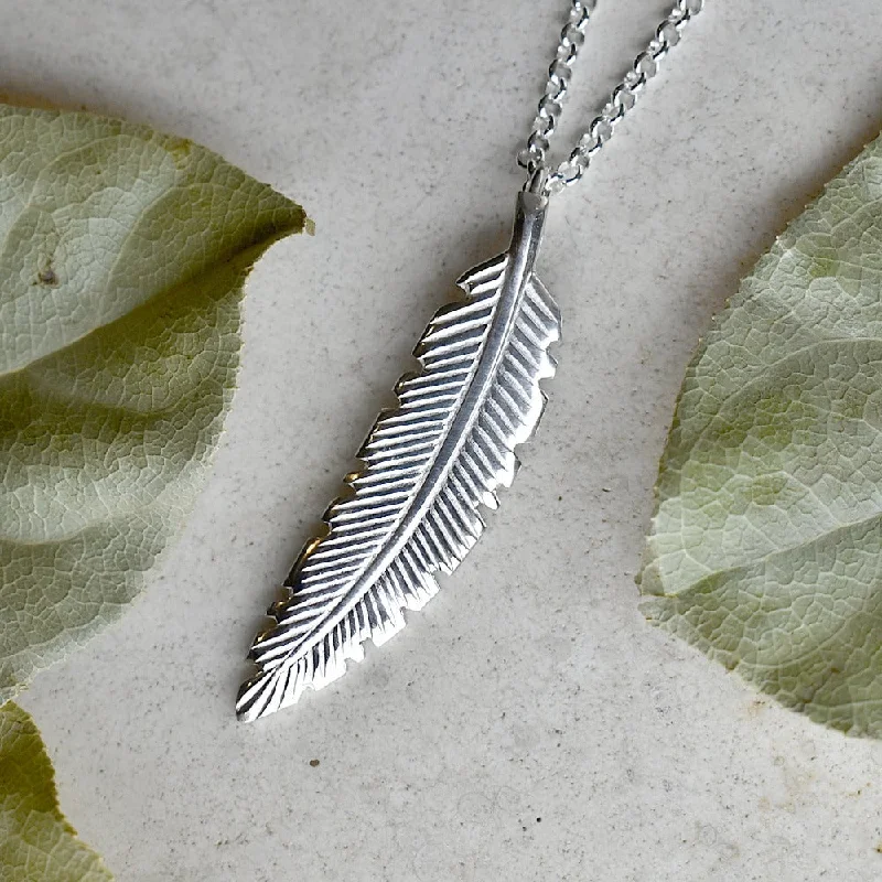 personalized gold necklaces for women -Curved Feather Necklace