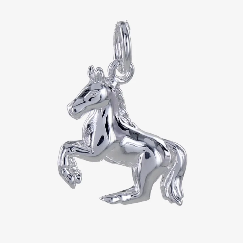 double band rings for women -Sterling Silver Rearing Horse Charm