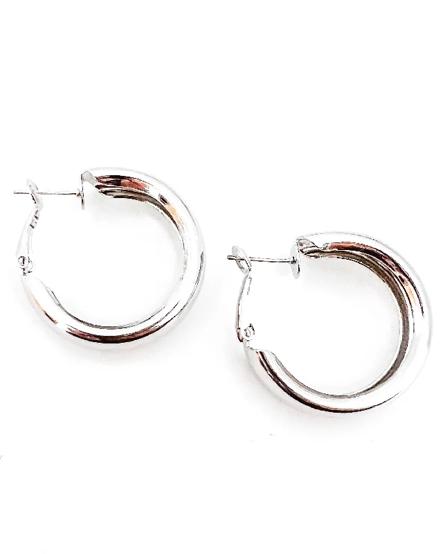 modern hoop earrings for women -Everette Silver Hoop Earrings