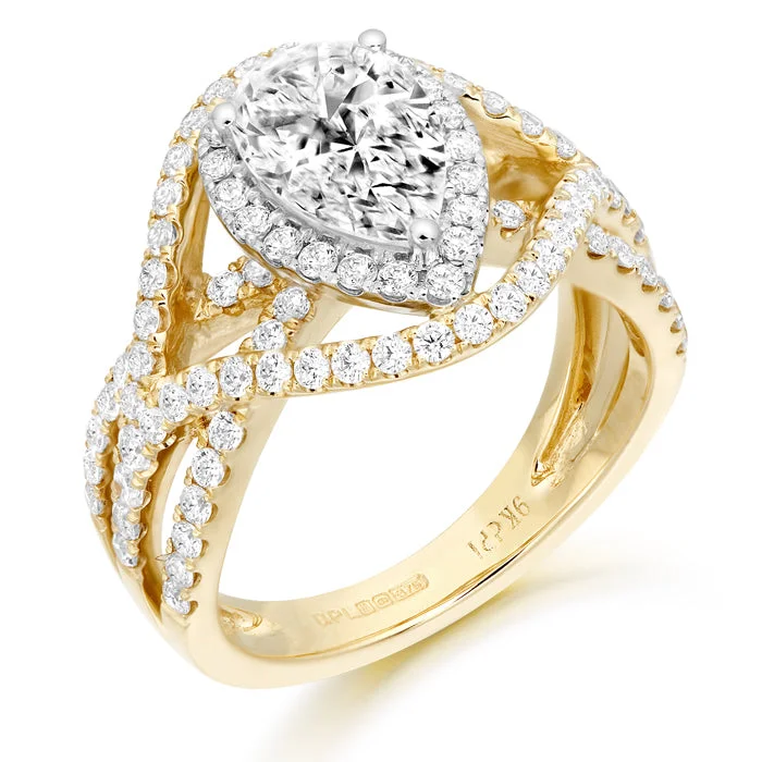 silver statement rings -CZ Dress Ring - 9ct Yellow Gold