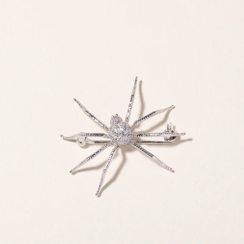 18k White Gold Spider Motif Diamond Brooch | 0.23ctw |