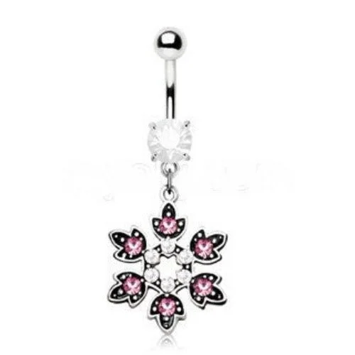 luxury gemstone rings -Flower Dangle Navel Ring