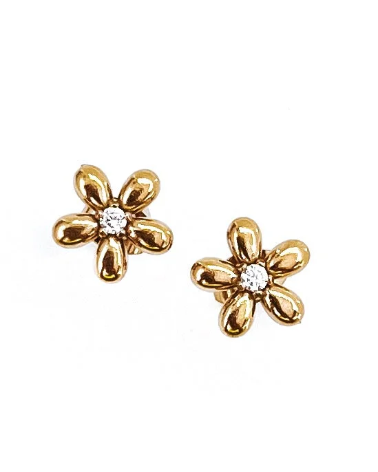 vintage rhinestone earrings -Elin Dainty Flower Crystal Diamond Stud Earrings