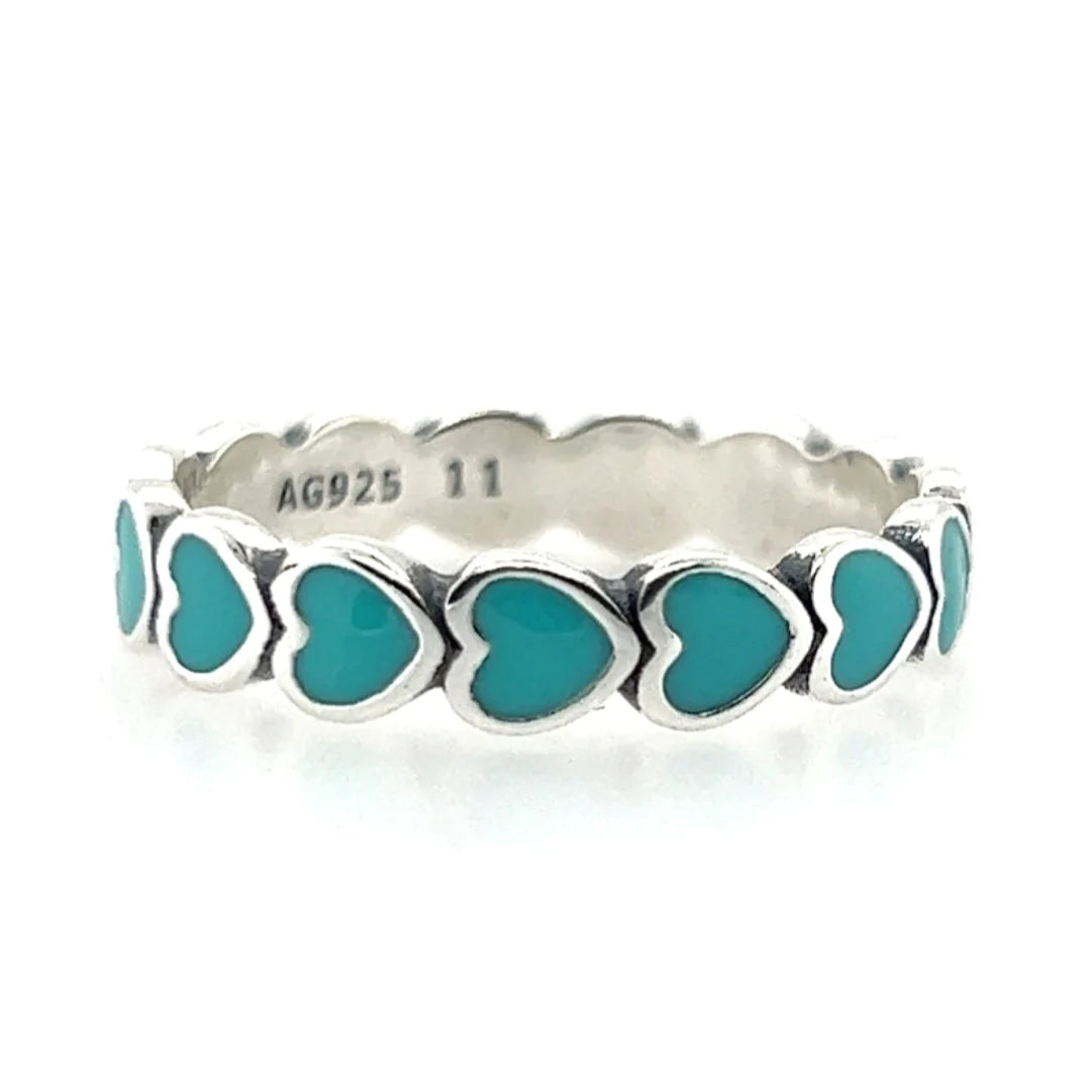 modern promise rings -Turquoise heart ring