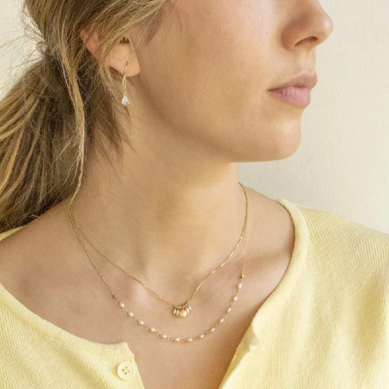 rose gold necklaces for women -Oval Freshwater Pearl Tied Necklace