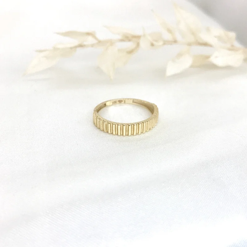 eternity wedding rings -10k Gold Ribbed Stacker Ring