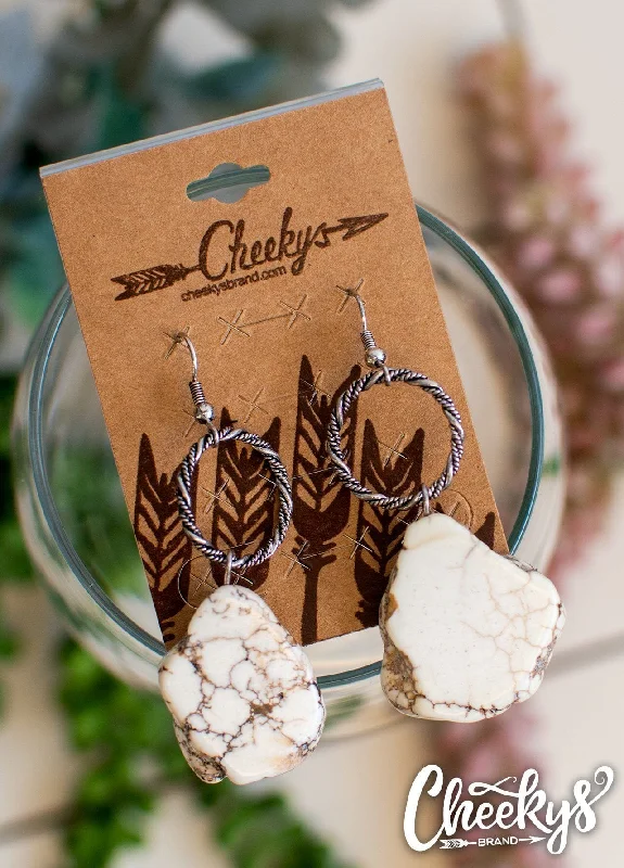 bridal earrings for women -Calamity Jane Natural Stone Earrings White/Silver