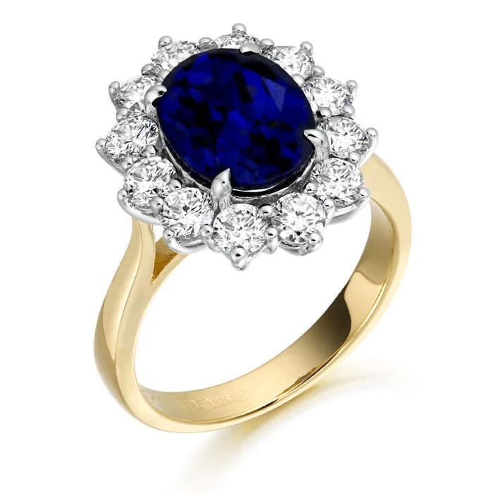 luxury promise rings -Lady Di Sapphire Ring - 9ct Gold