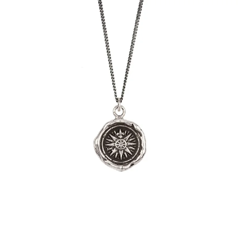 engraved gold necklaces for women -Direction Talisman