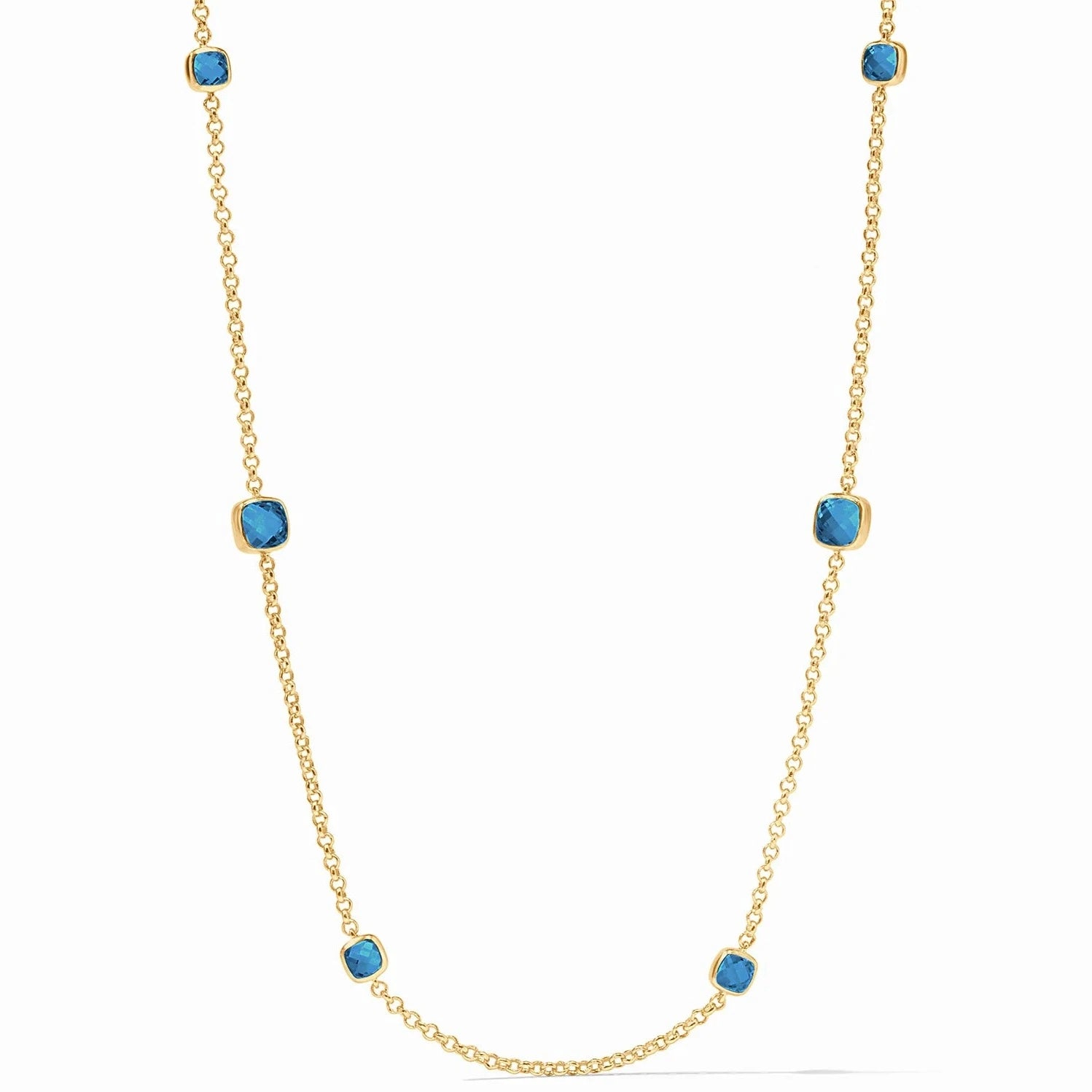 fashion necklaces for women -Julie Vos Aquitaine Station Necklace, Iridescent Capri Blue