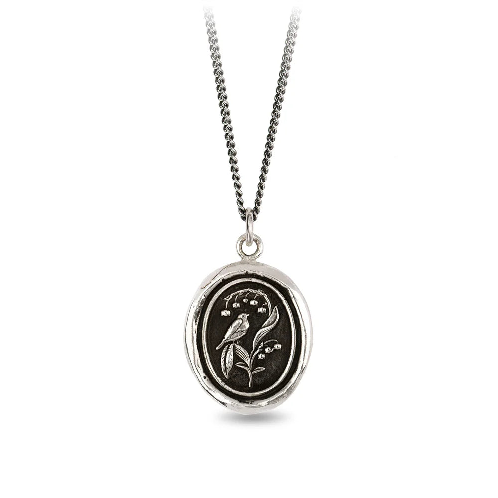 layered gold necklaces for women -Pyrrha Sterling Silver "Return to Happiness" Talisman Curb Chain Necklace