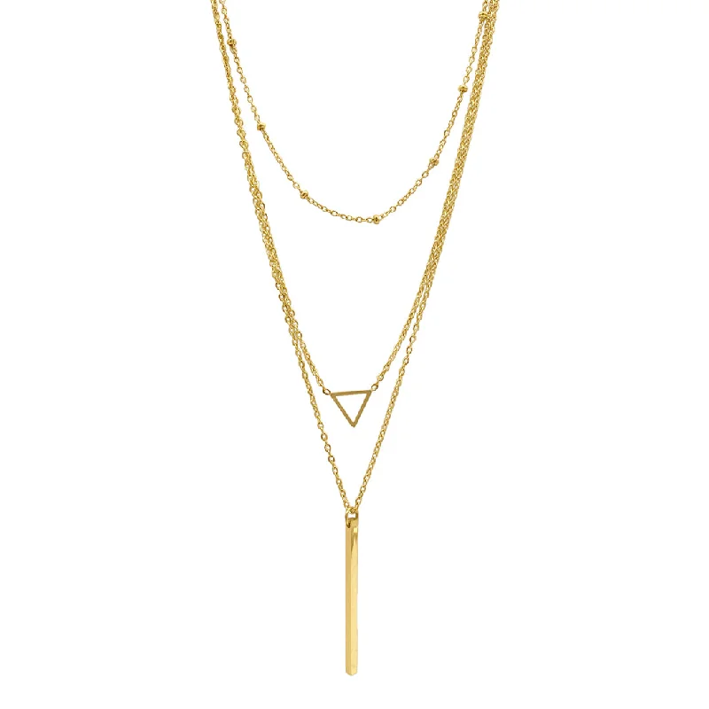 minimalistic silver necklaces for women -Tarnish Resistant 14k Gold Plated Layered Pendant Necklace Set