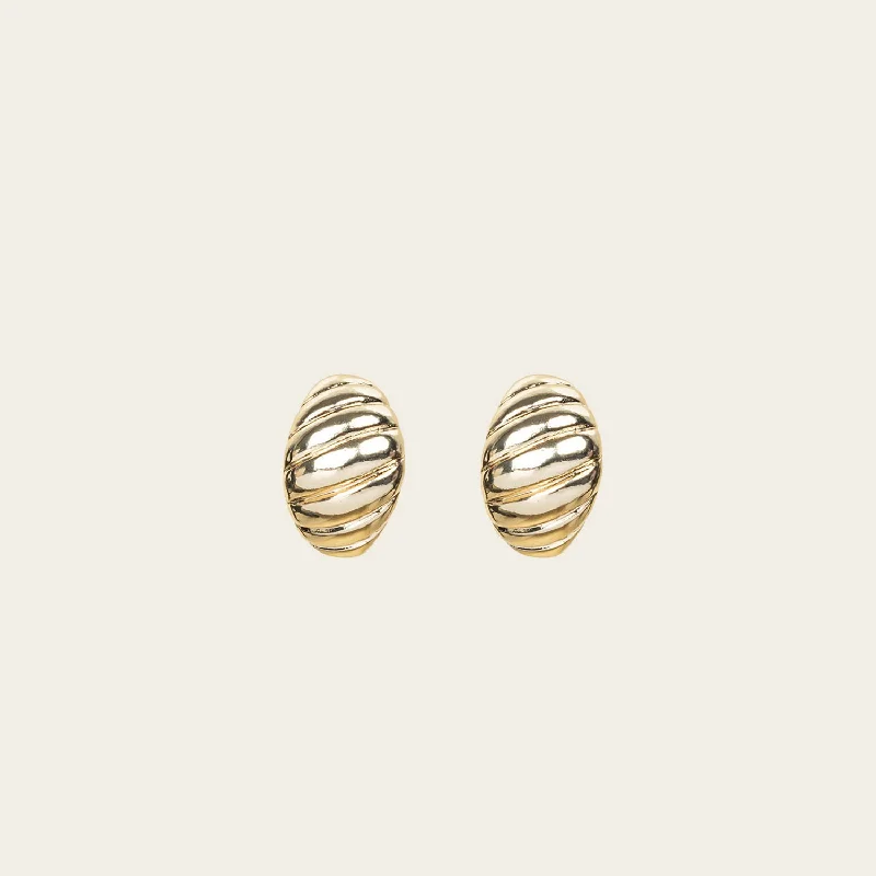 elegant earrings for women -Croissant Dome Clip On Earrings in Gold