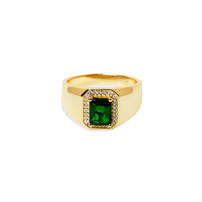 luxury rings for women -THE EMERALD PAVE' SIGNET RING