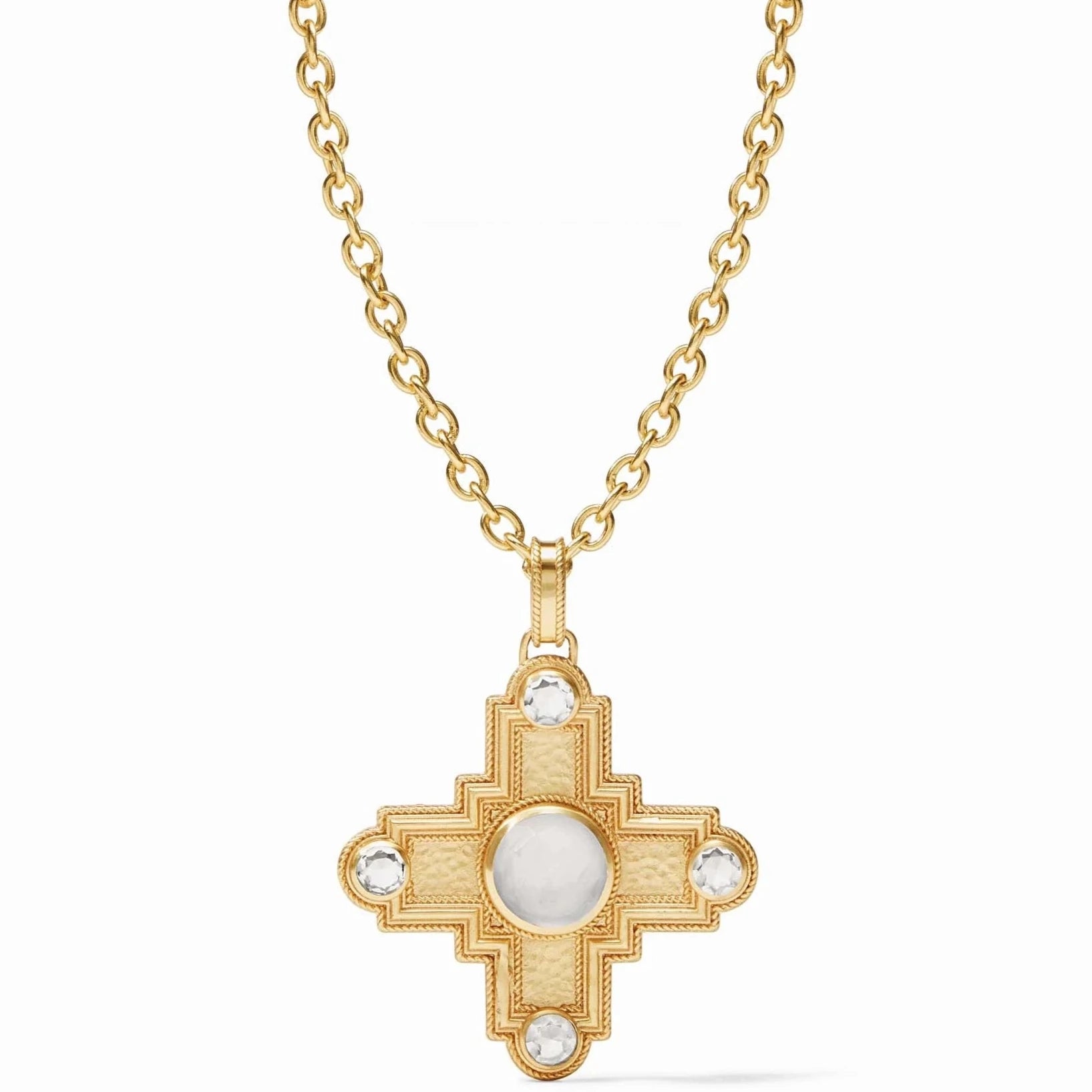 layered necklaces for women -Julie Vos 24K Gold Plated Theodora Pendant with Clear Crystal 26" Necklace