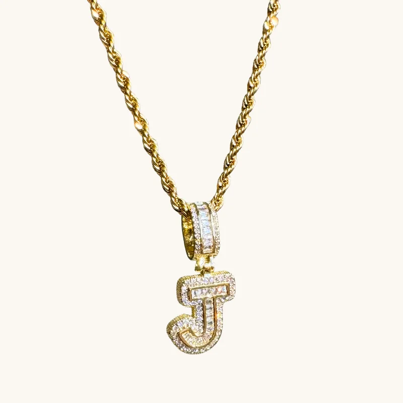 personalized gold necklaces for women -Gold Diamond Initial Rope Necklace