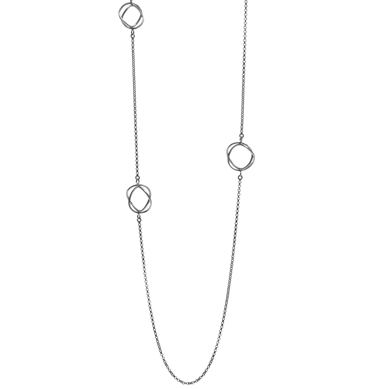 chic necklaces for women -Mysterium Collection Sterling Silver and Oxidized Sterling Silver Double Wavy Stations Necklace