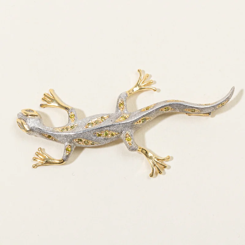 Deamori' Yellow & White Diamond Lizard Brooch | 0.23ctw, 0.05ctw |