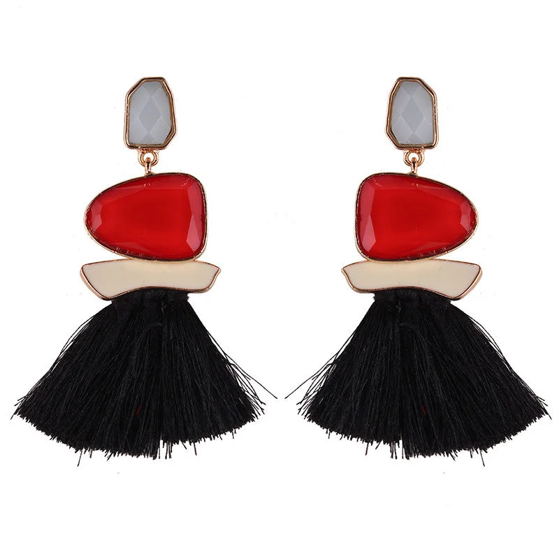 multi-colored earrings for women -Fringed Statement Earrings