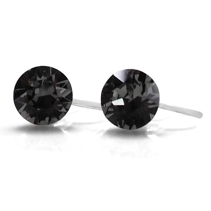 chandelier earrings for women -black diamond Swarovski crystal invisible clip on stud earrings