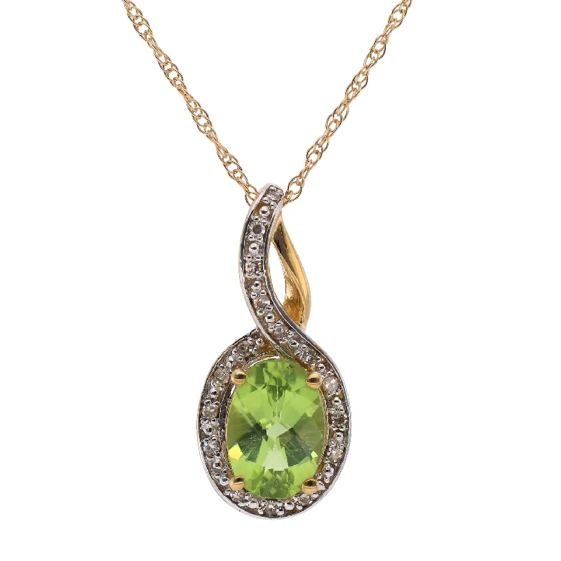 pearl chain necklaces for women -10K Yellow Gold Peridot and Diamond Pendant