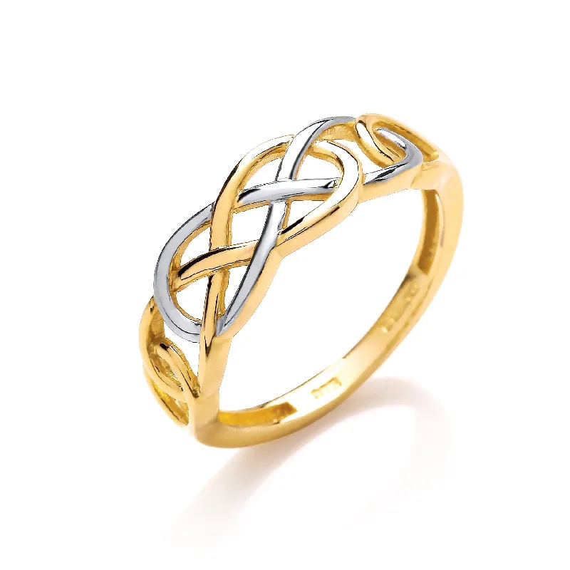 modern engagement rings for women -2-Colour Gents Celtic Ring - 9CT YELLOW & WHITE GOLD