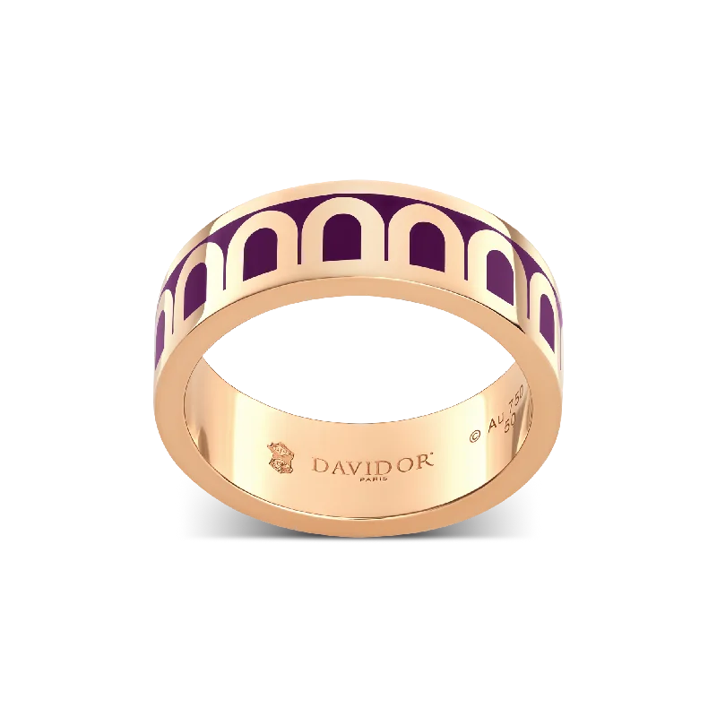 fine jewelry necklaces for women -L'Arc de DAVIDOR Ring MM, 18k Rose Gold with Aubergine Lacquered Ceramic