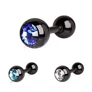 twisted rings for women -Titanium Anodized Tragus Ring with Press Fitted Clear Cubic Zirconia Ball