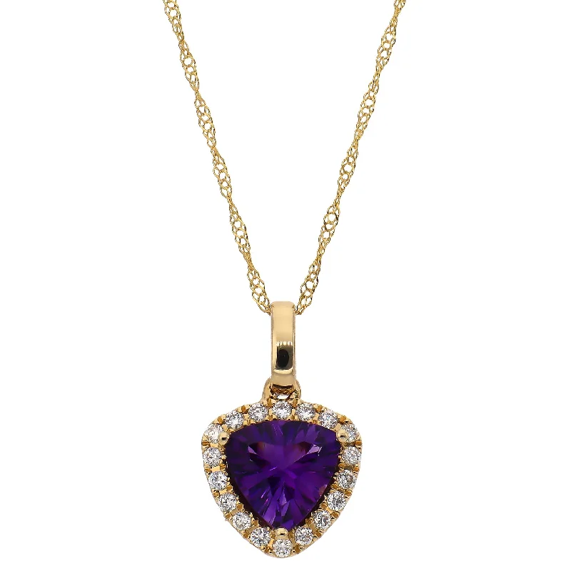 sterling silver necklaces for women -14K Yellow Gold Amethyst and Diamond Necklace