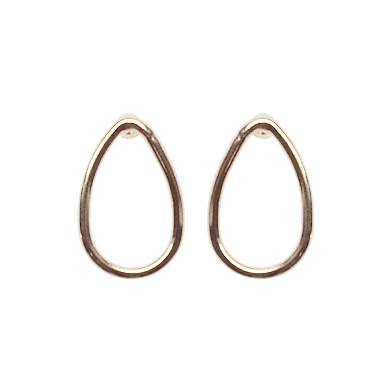 handmade hoop earrings for women -Gold Teardrop Invisible Clip On Stud Earrings