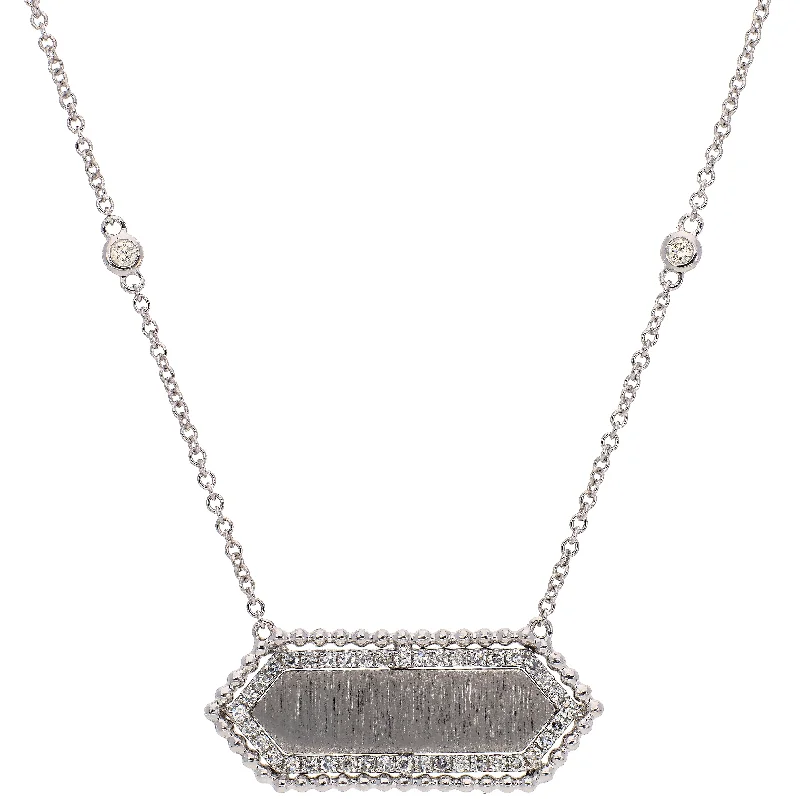 personalized necklaces for women -14K White Gold and Diamond Necklace