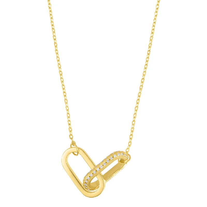 statement necklaces for women -14k Gold Plated Pave Link Necklace