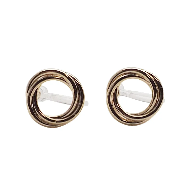 chic earrings for women -Knotted Circle Hoop Invisible clip on stud earrings ( Gold tone )