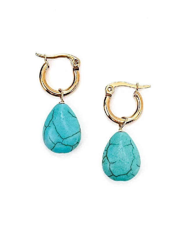 hoop earrings with diamonds -Elton Turquoise Charm Huggie Earrings