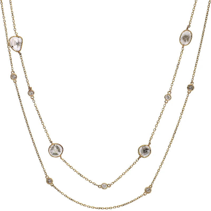 fashionable choker necklaces for women -14K Yellow Gold Double Strand Diamond Necklace