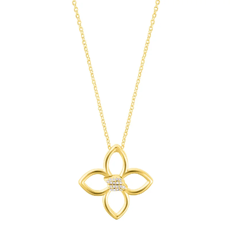 crystal drop necklaces for women -Adjustable Outline CZ Clover Necklace