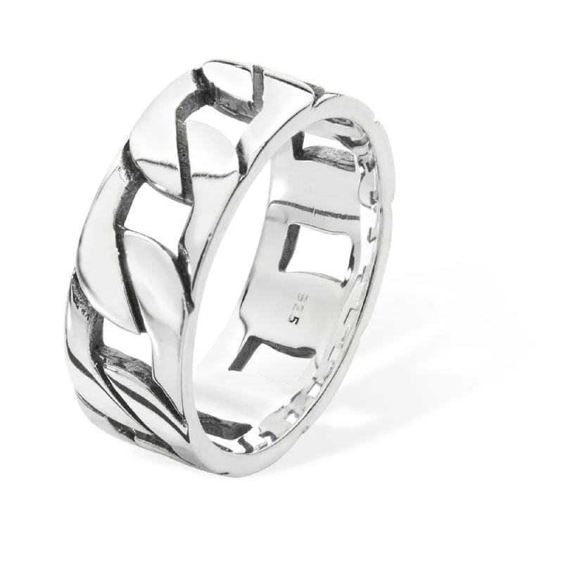 eternity wedding rings -Gents Chain Link Ring - Sterling Silver