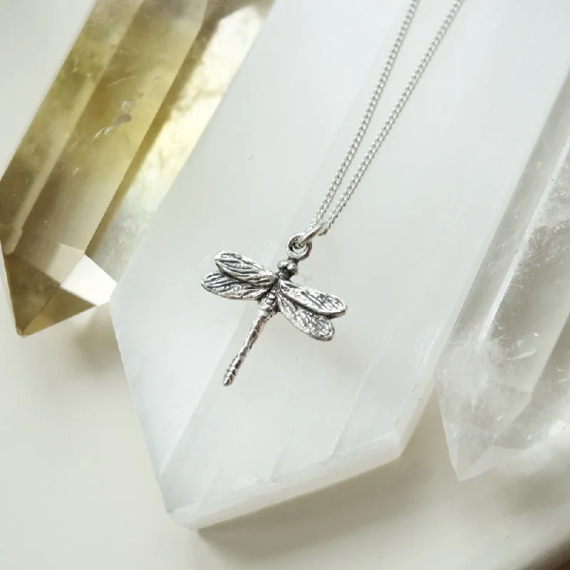 sparkling diamond necklaces for women -Tiny Dragonfly Pendant Necklace