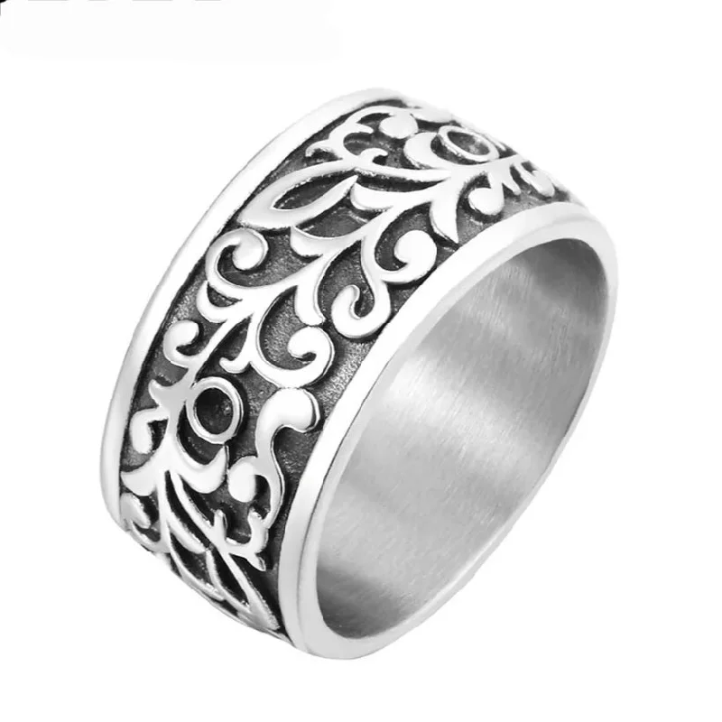 adjustable rings for women -Stainless Steel Filigree Ring