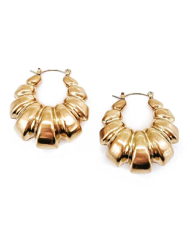 vintage gold earrings for women -Esmerelda Statement Croissant Hoop Earrings