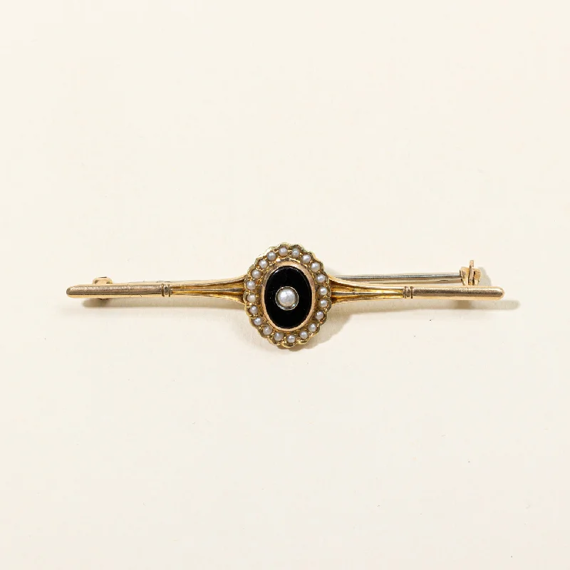 Seed Pearl & Jet Brooch | 0.28ct |