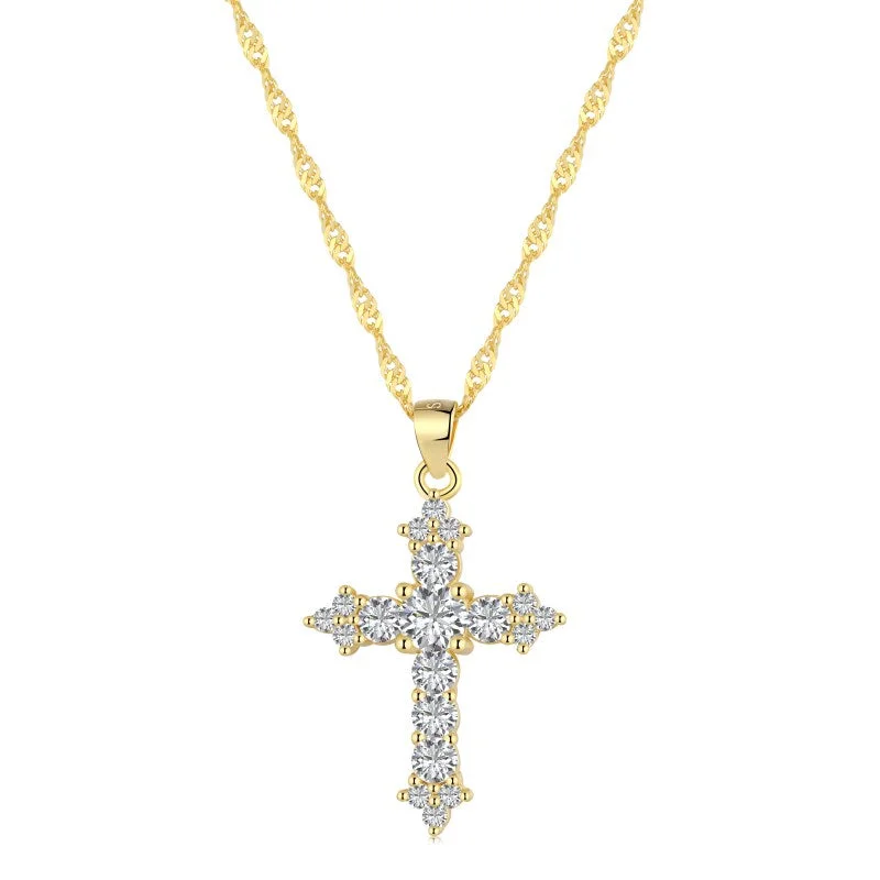 simple charm necklaces for women -Sparkly Cross Necklace