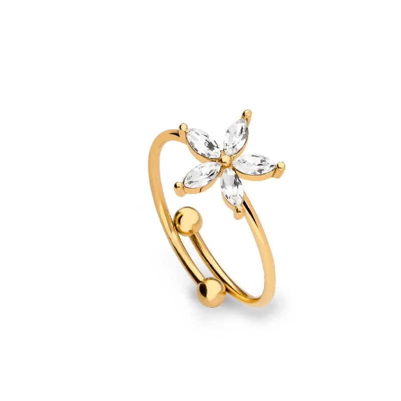 silver rings for women -Flower ring gold