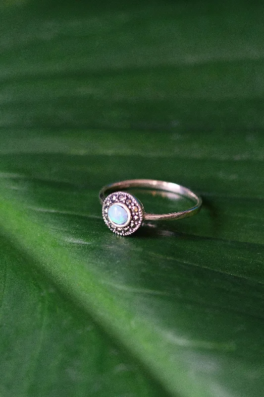 custom gold rings -Blue Opal Marcasite Ring