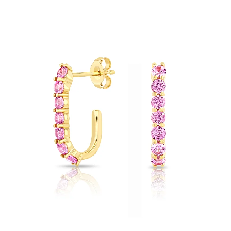 handmade earrings for women -Pink Sapphire Sparkler Pin Earrings